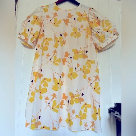 a new day | Dresses | A New Day Aline Dress Yellowwhitepurple Floral Puffed  Sleeves Sz Xl | Poshmark